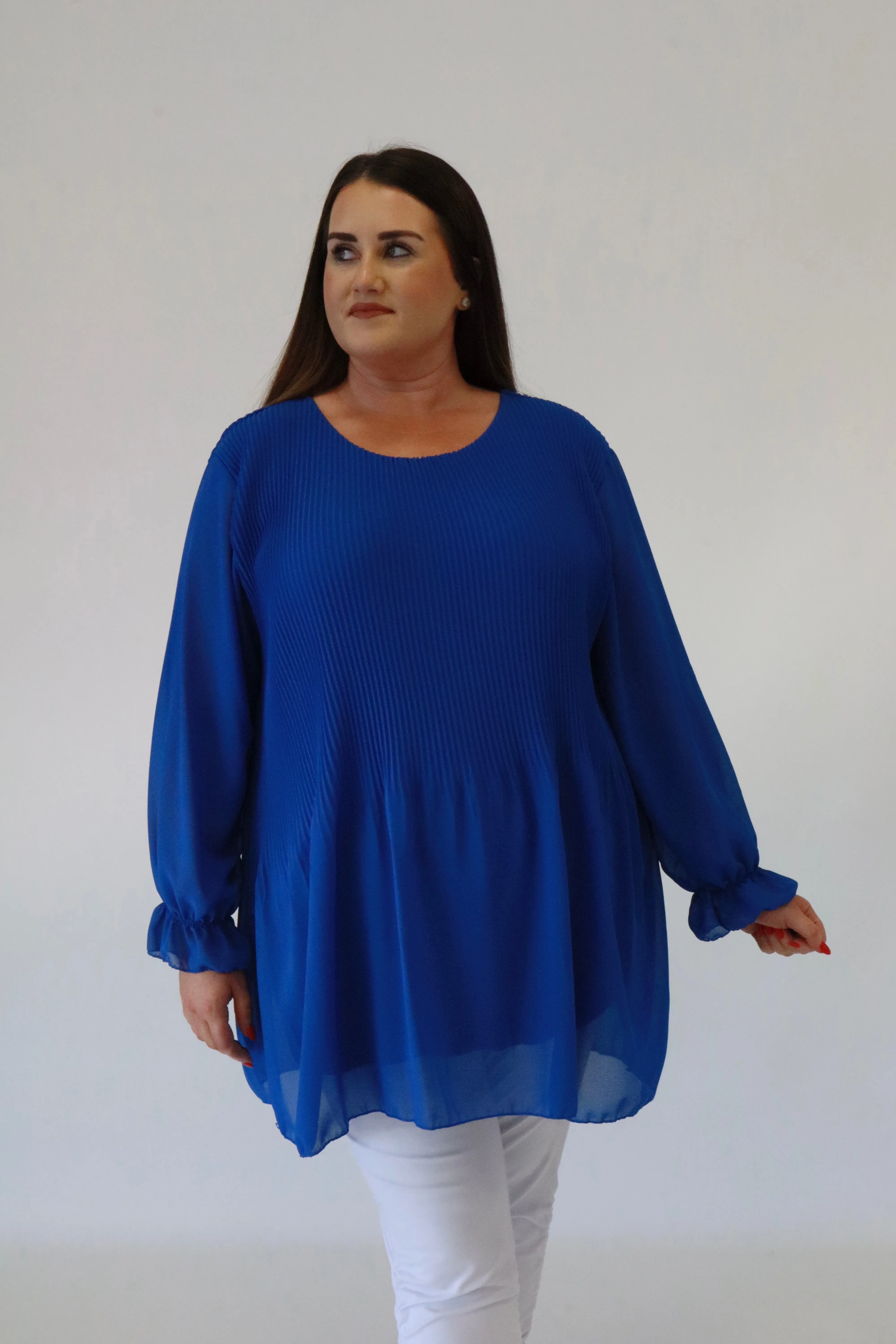 Maizie Pleated Blouse in Royal Blue