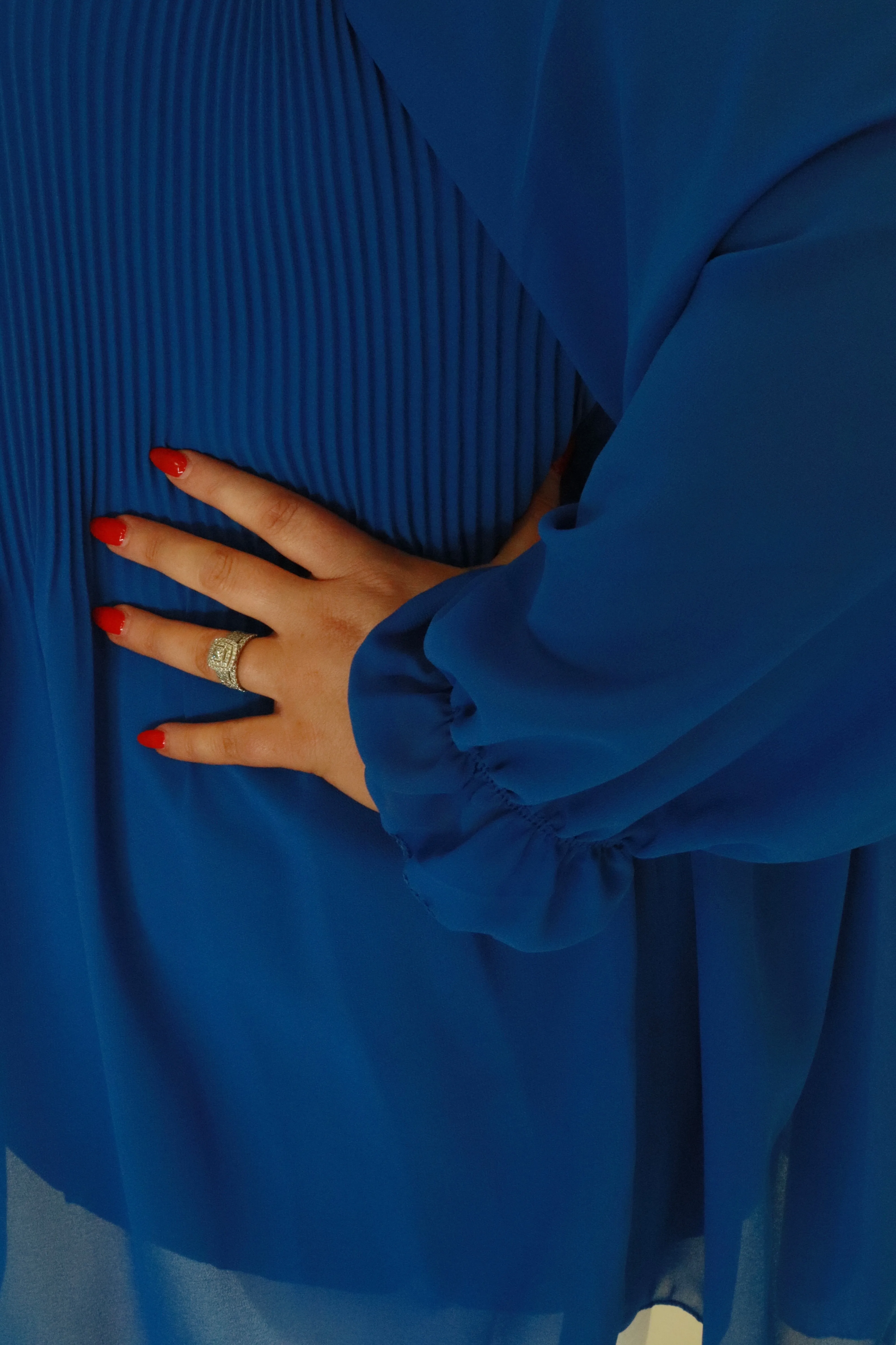 Maizie Pleated Blouse in Royal Blue