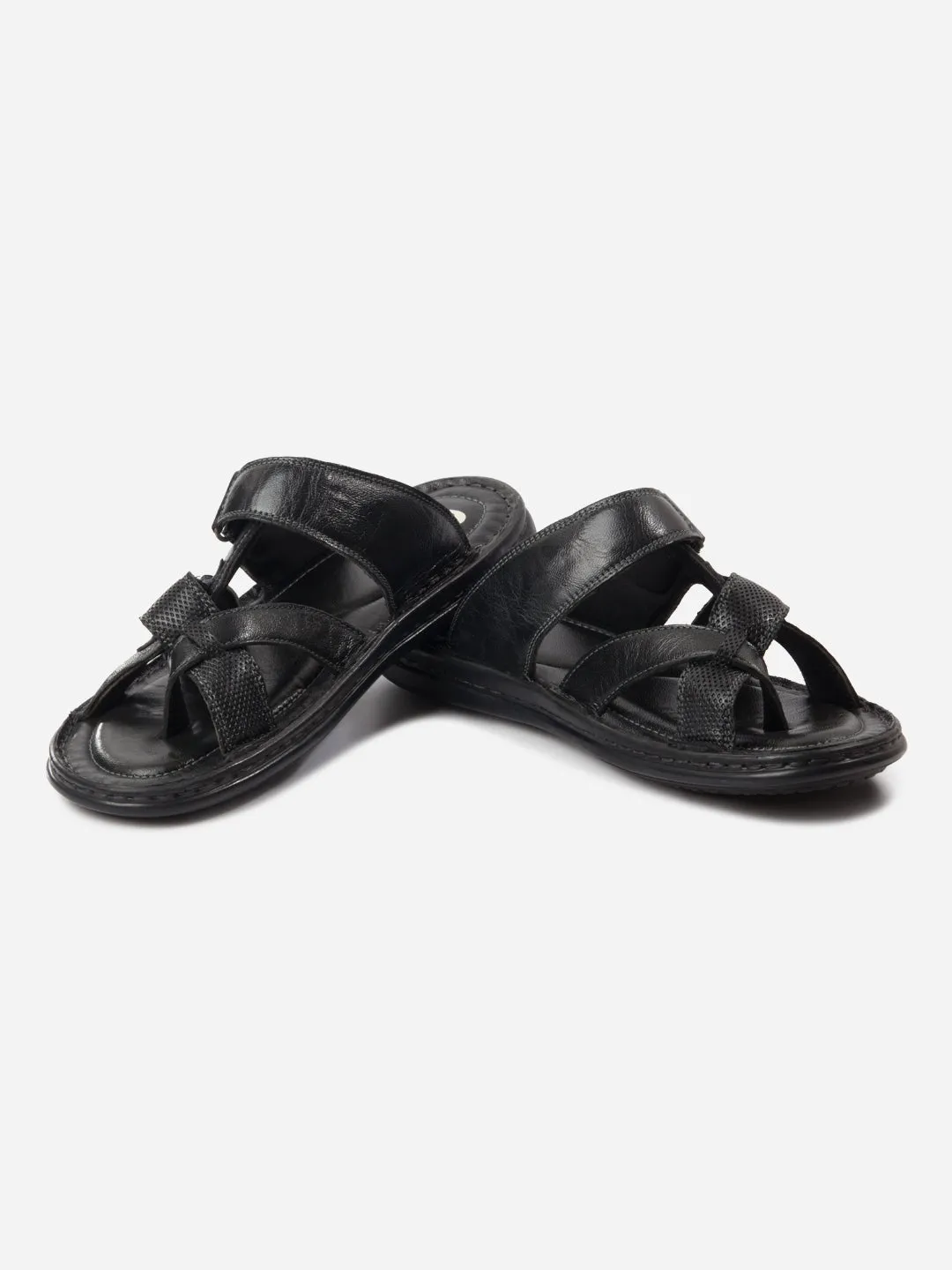 Men's Black Cross Strap Sandals (ID4151)