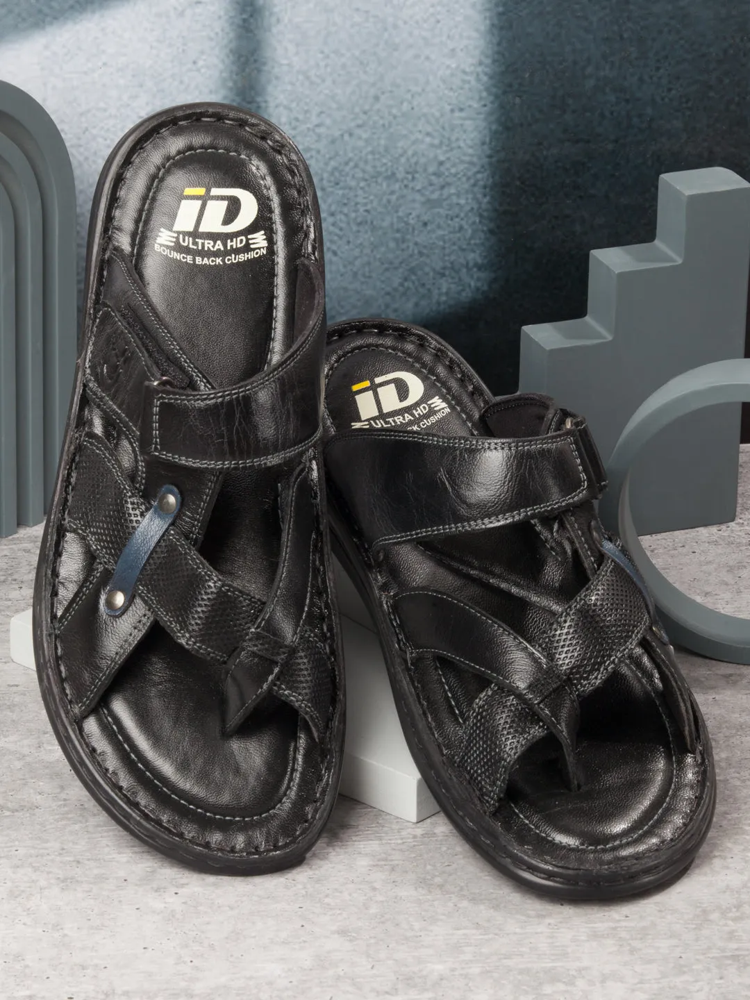 Men's Black Cross Strap Sandals (ID4151)