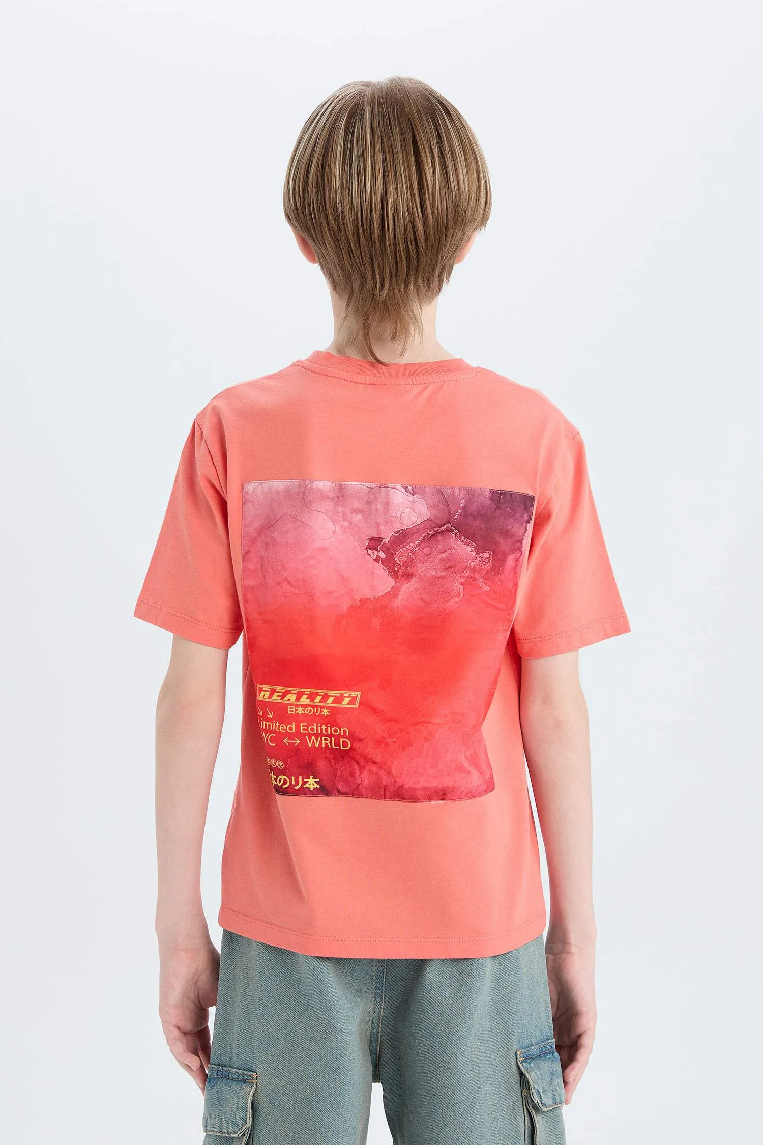 Men's Children's Bicycle Collar Back Printed Short Sleeve T-shirt