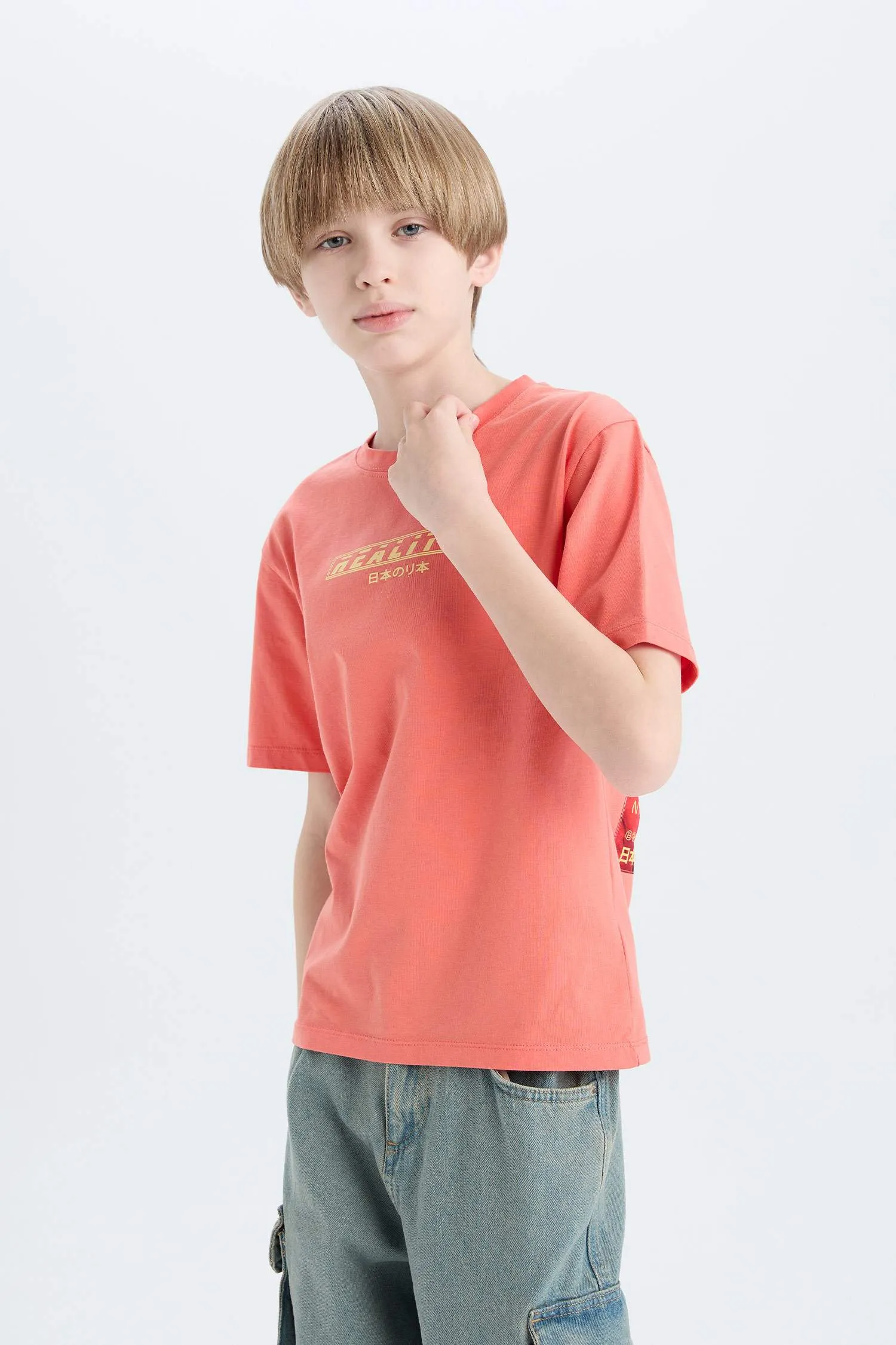 Men's Children's Bicycle Collar Back Printed Short Sleeve T-shirt