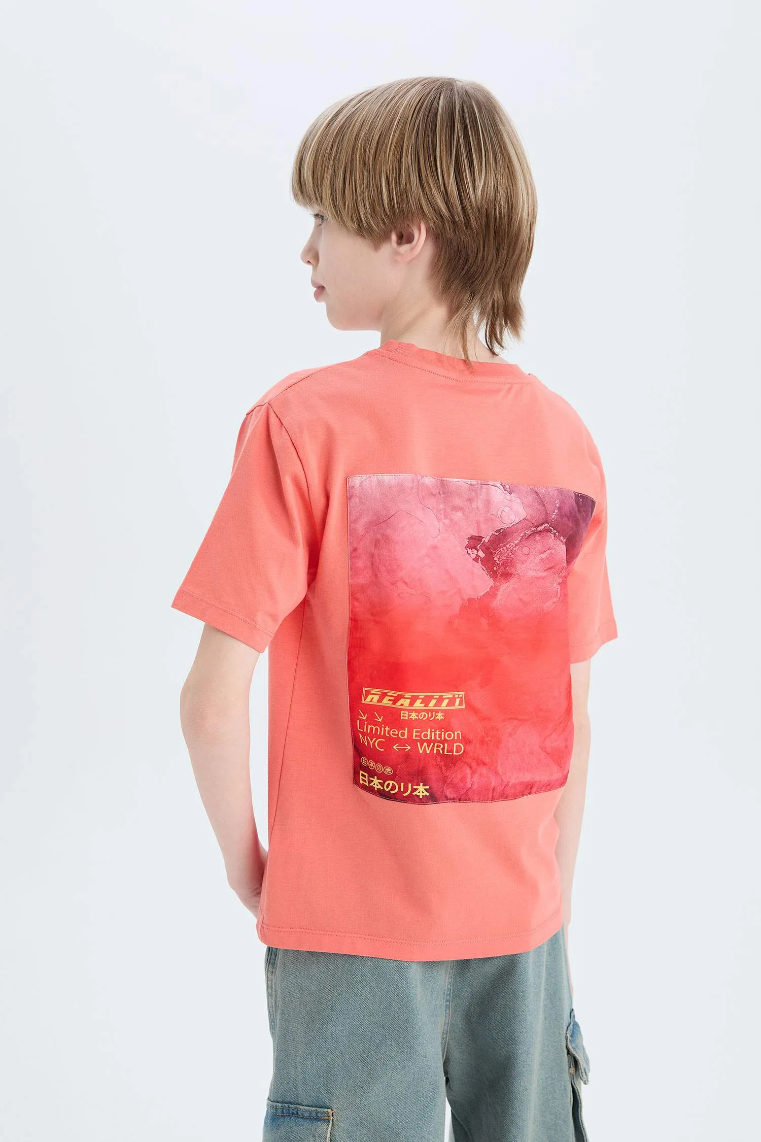 Men's Children's Bicycle Collar Back Printed Short Sleeve T-shirt