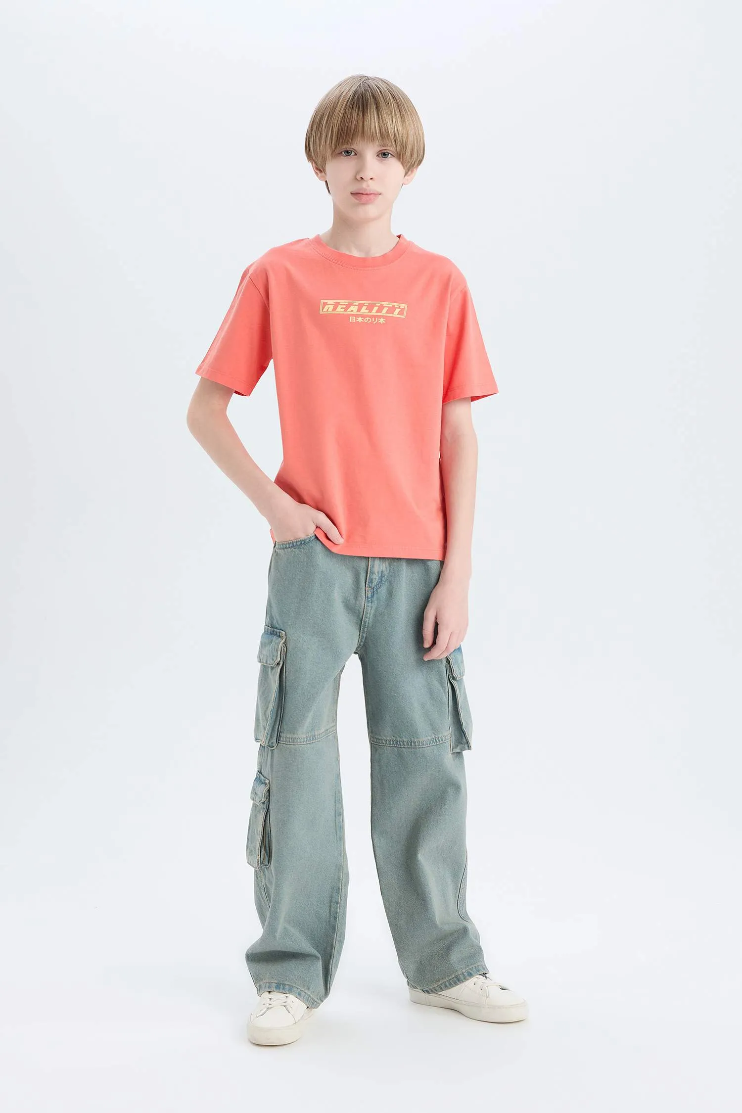 Men's Children's Bicycle Collar Back Printed Short Sleeve T-shirt