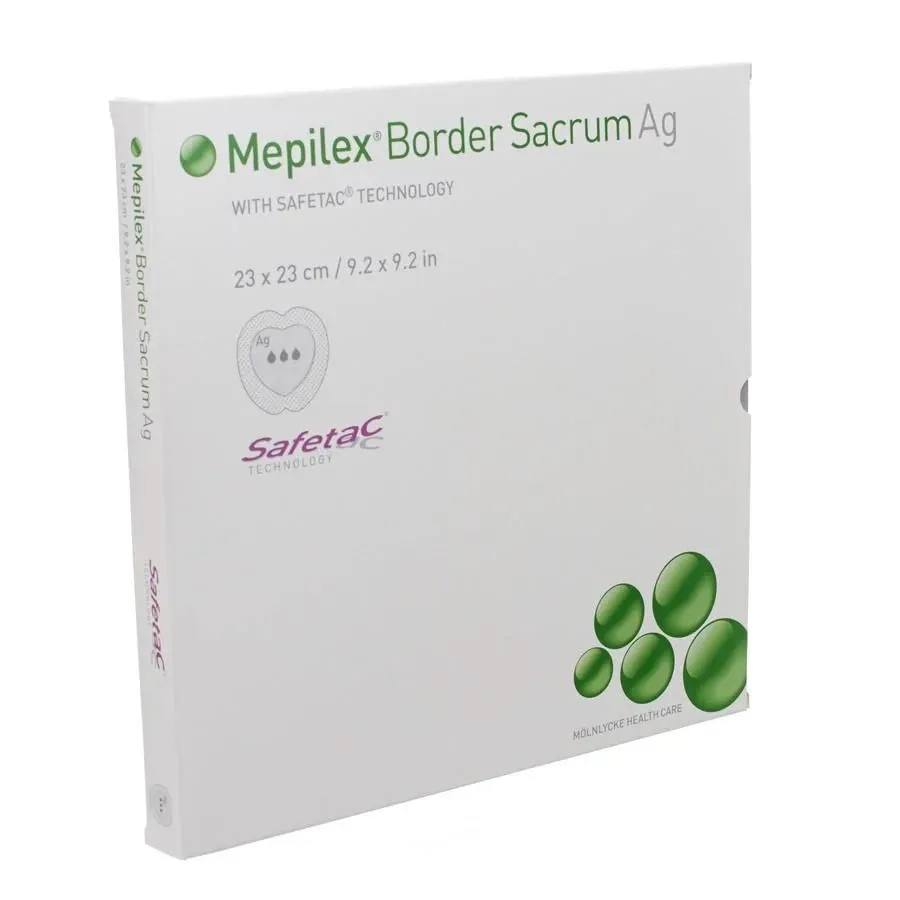 Mepilex Border Sacrum Ag Antimicrobial Self-adherent Soft Silicone Multi-layer Foam Dressing