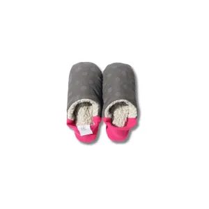 Merippa Slippers FW | Pink & Grey Corduroy Polka Dots × Woolly Boa