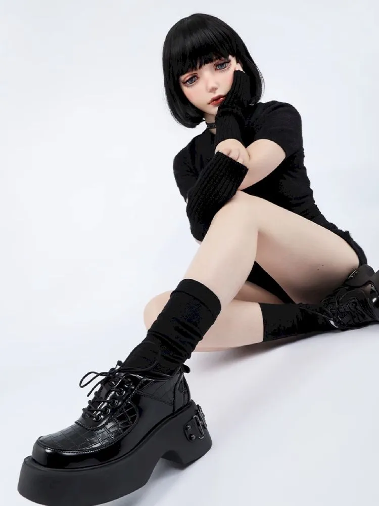 Metal Punk Style Small Leather Shoes【s0000011725】