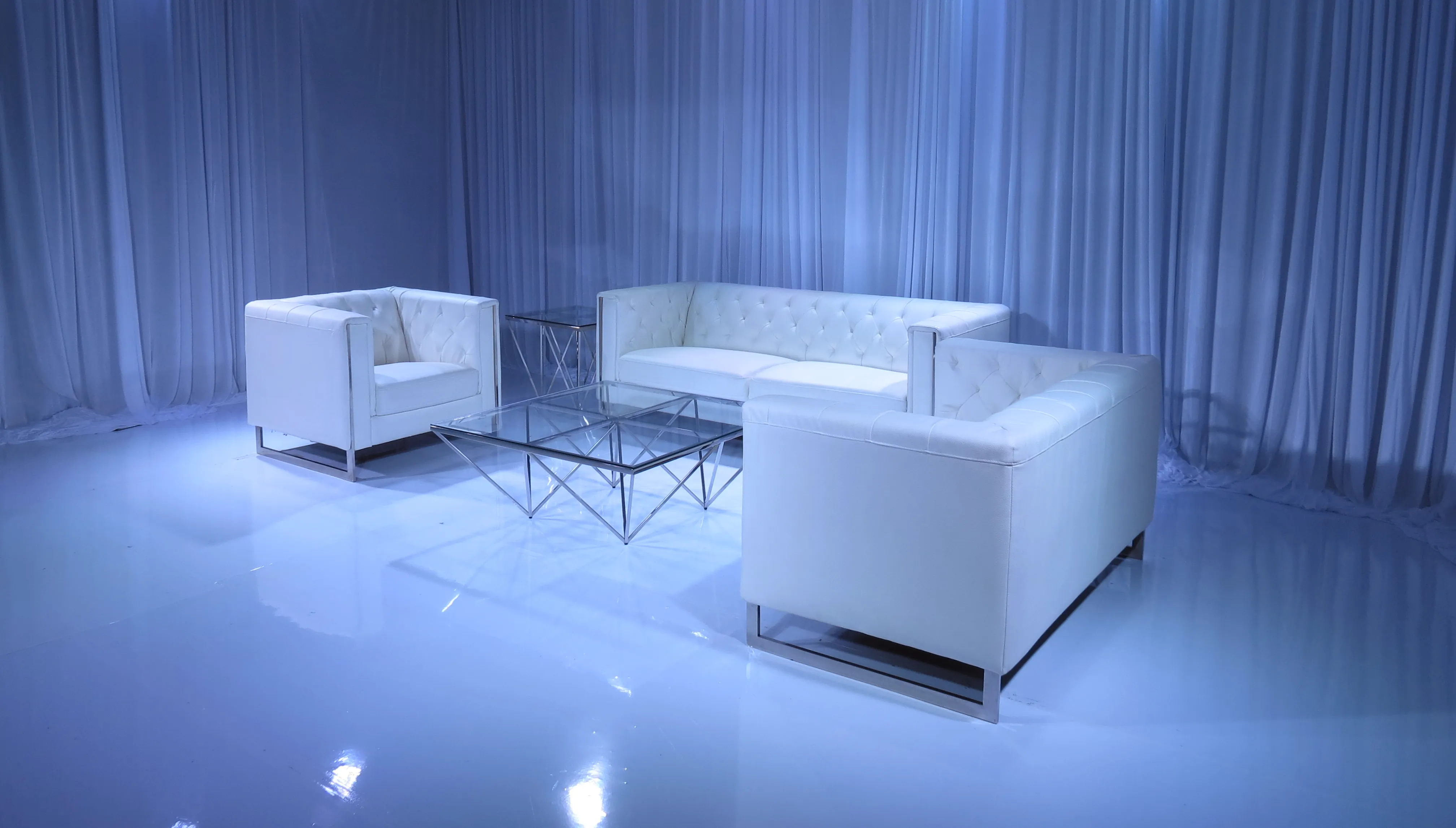 METRO CHROME SOFA GROUPING 2 - WHITE