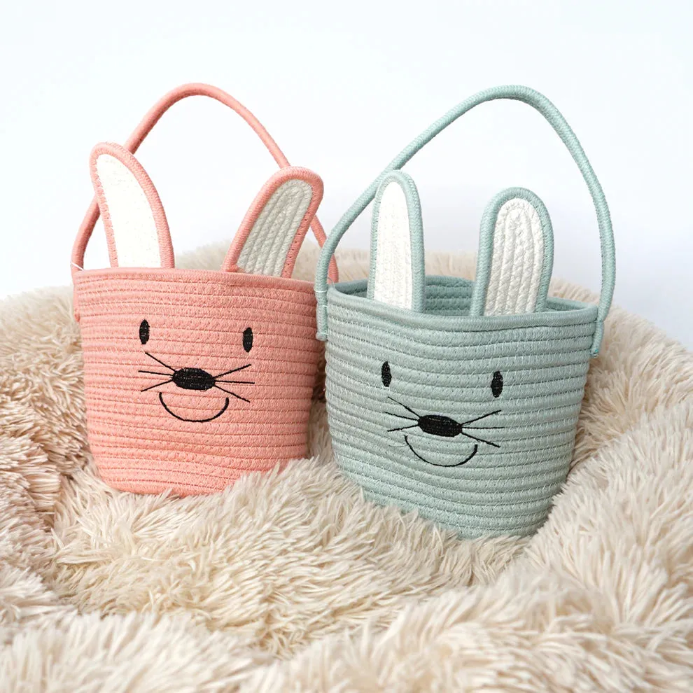 Mint Green Bunny Rope Basket
