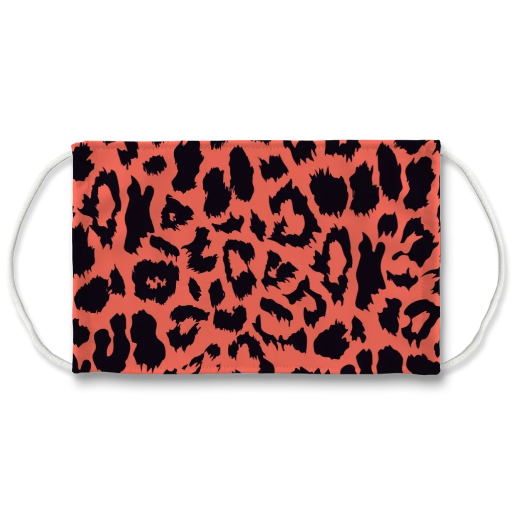 Neon Peach Leopard Spot Face Mask