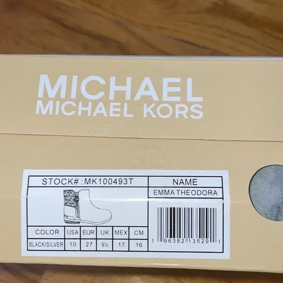 NEW in Box Michael Kors Emma Theodore Boots MK logo Black 11 Toddler 11T  Gift