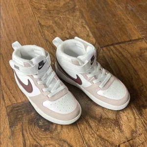 Nike Kids Court Borough High-Top Sneakers - White and Brown NEW