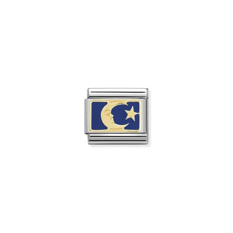 Nomination Composable Link Gold Moon With Star, 18K Gold & Enamel