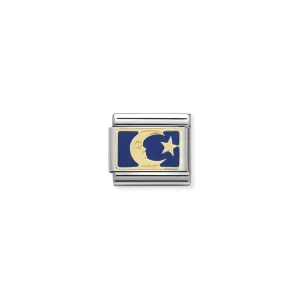 Nomination Composable Link Gold Moon With Star, 18K Gold & Enamel