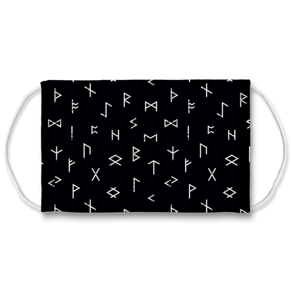 Norse Rune Black and White Fashion Face Mask