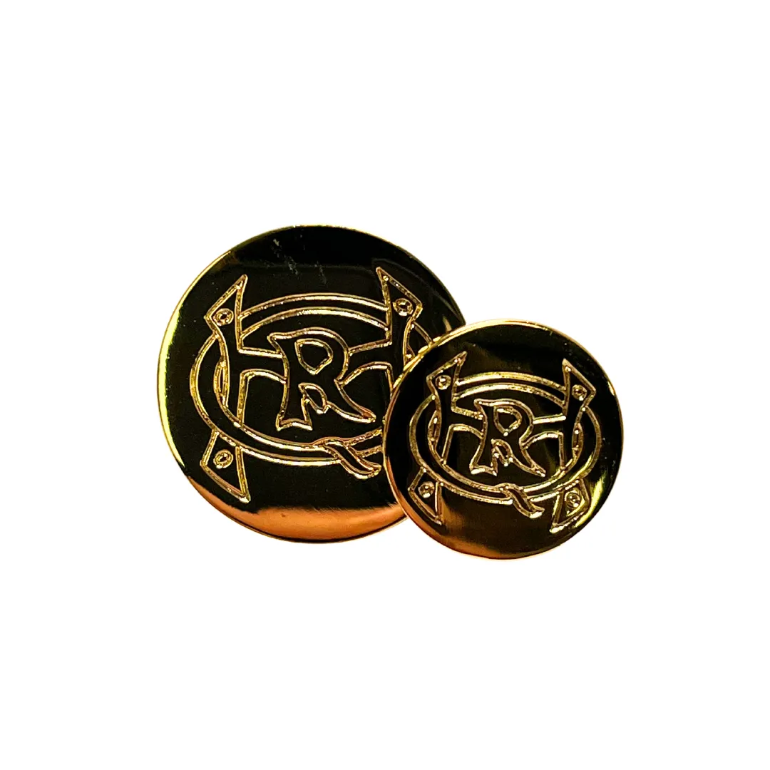 Officers Green Suit Buttons - Brass- QRH - Stamped - Single