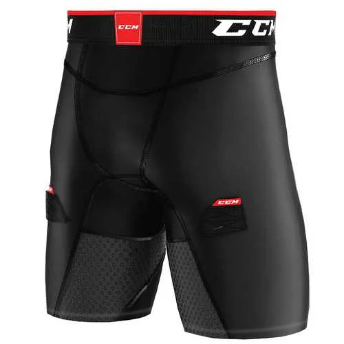 PANTALÓN CORTO CCM DE COMPRESIÓN CON PROTECTOR PÉLVICO, VELCROS Y GRIP