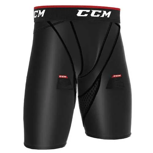 PANTALÓN CORTO CCM DE COMPRESIÓN CON PROTECTOR PÉLVICO, VELCROS Y GRIP
