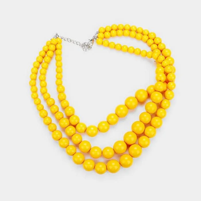 Pearl Yellow (faux) Necklace & Earring Set