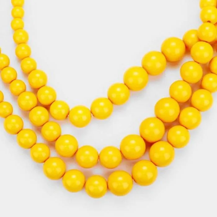 Pearl Yellow (faux) Necklace & Earring Set