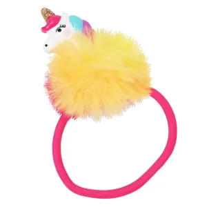 Pink Poppy Unicorn Pom Pom Hair Elastic