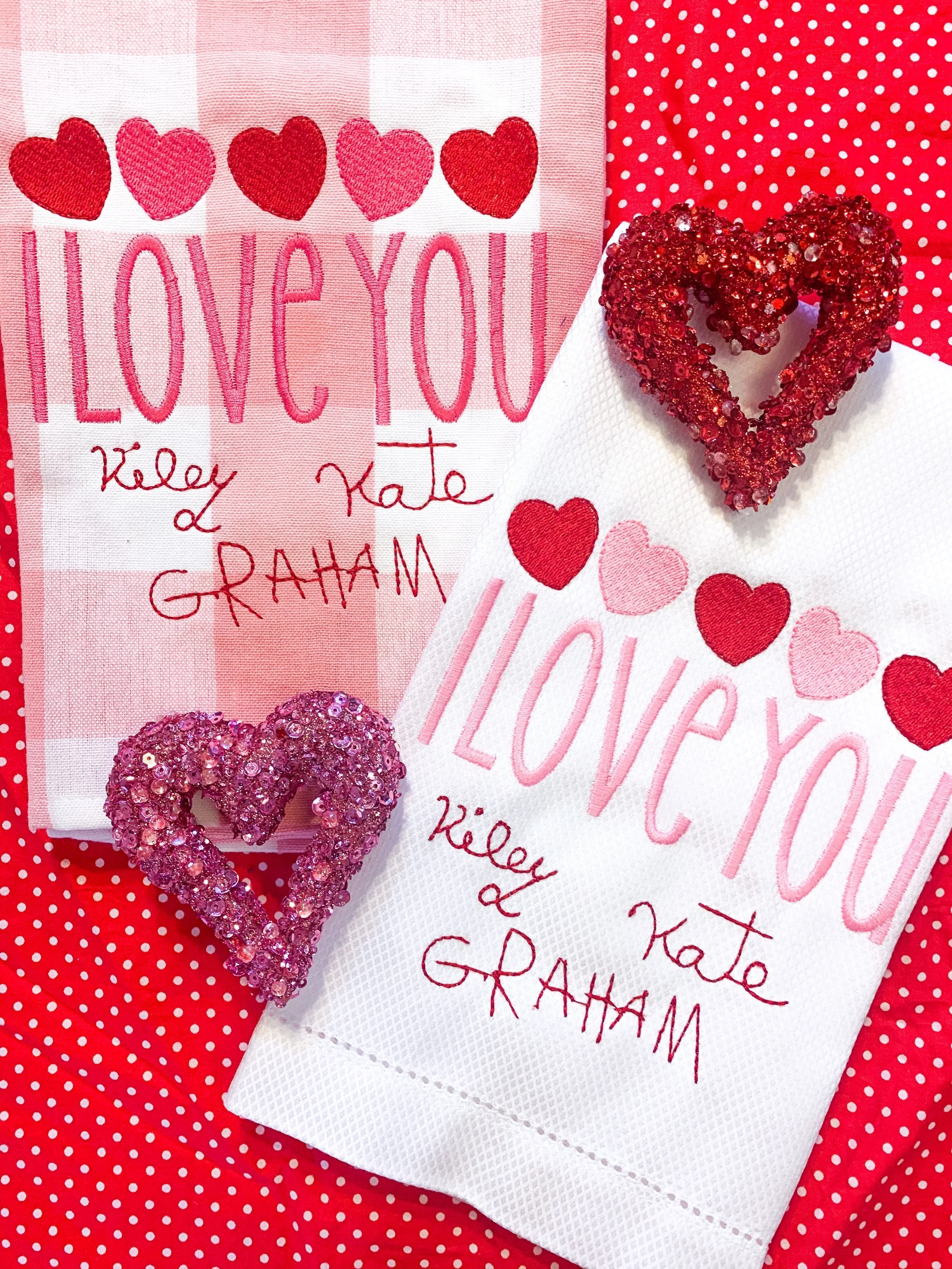 Qty 6- I love you handwritten Linens