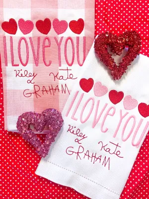 Qty 6- I love you handwritten Linens