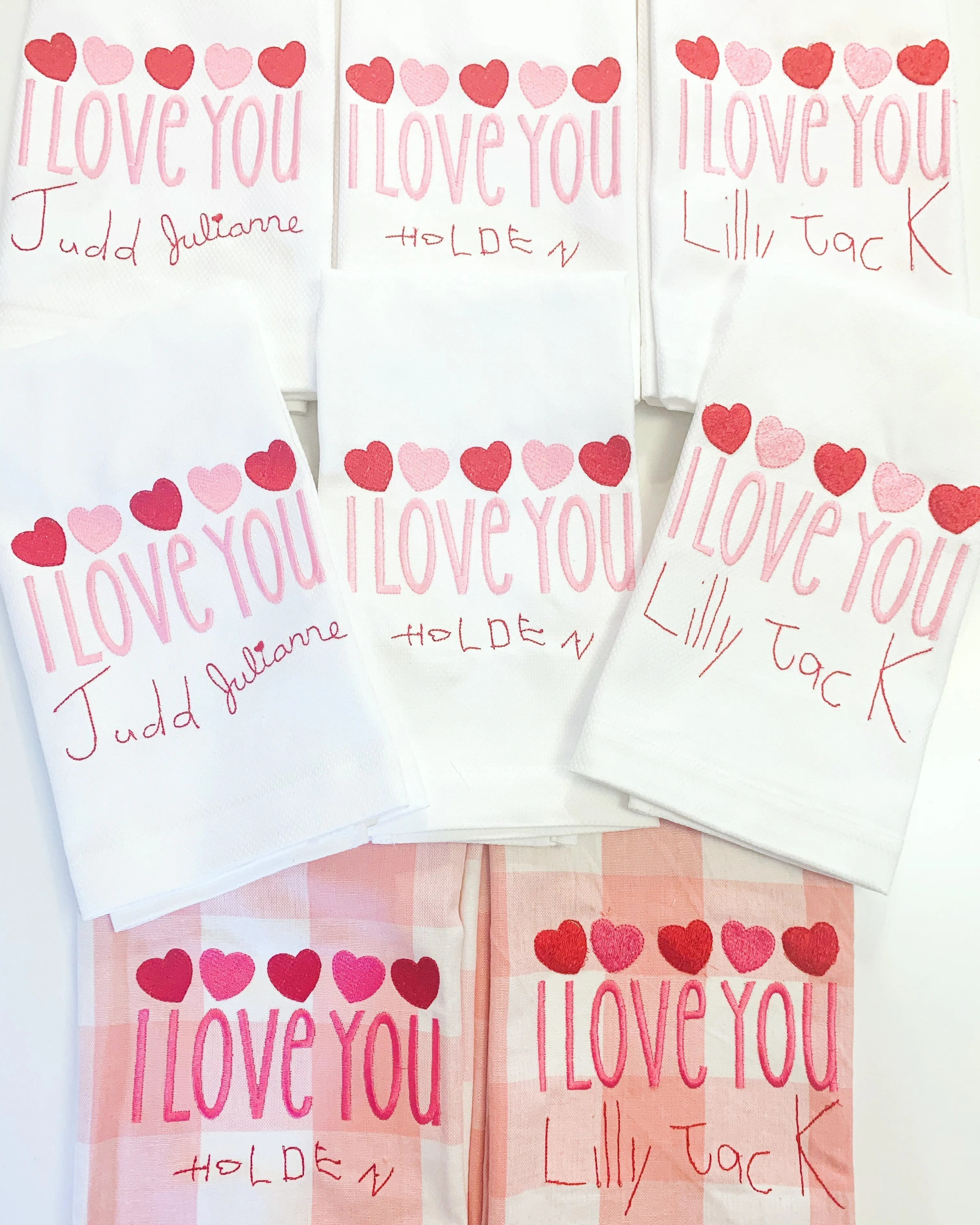 Qty 6- I love you handwritten Linens