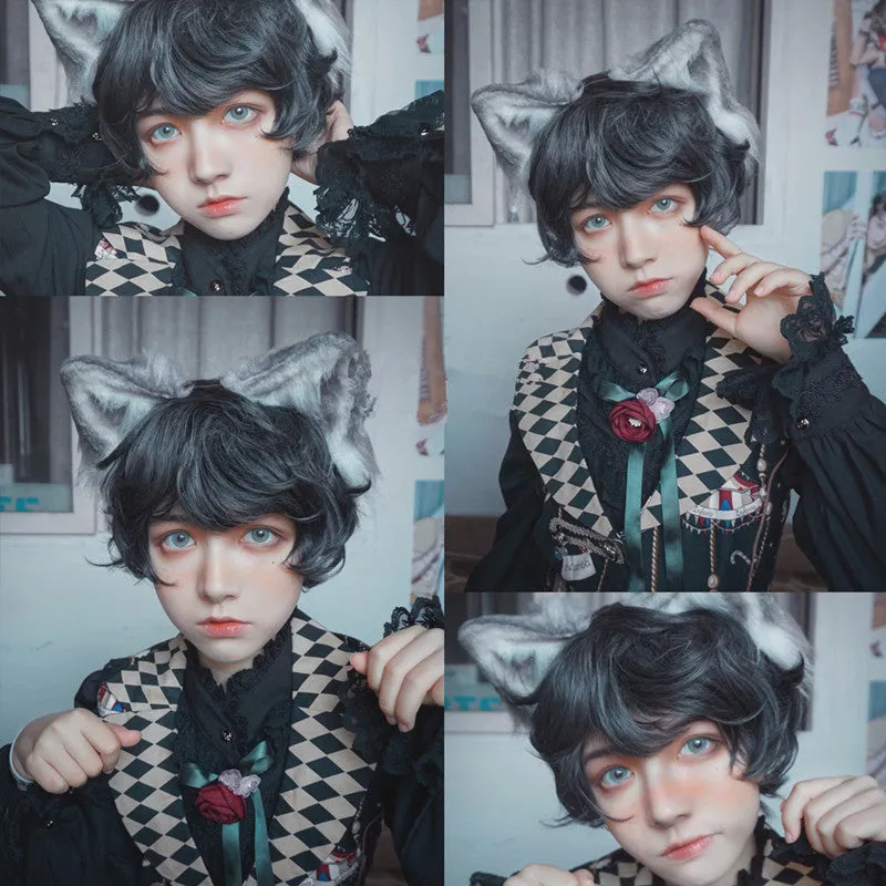"GRAY / BEIGE HARAJUKU CURLY" SHORT WIG D041508