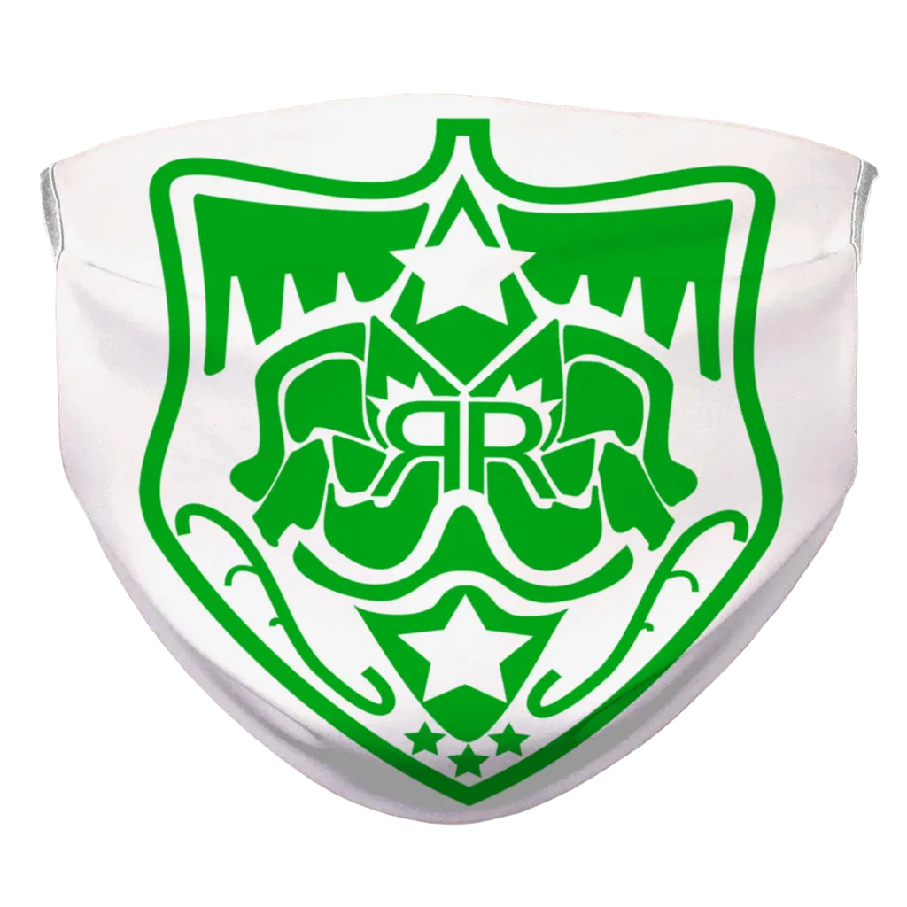 Real Royalty Green All Over Logo T-Shirt Sublimation Face Mask