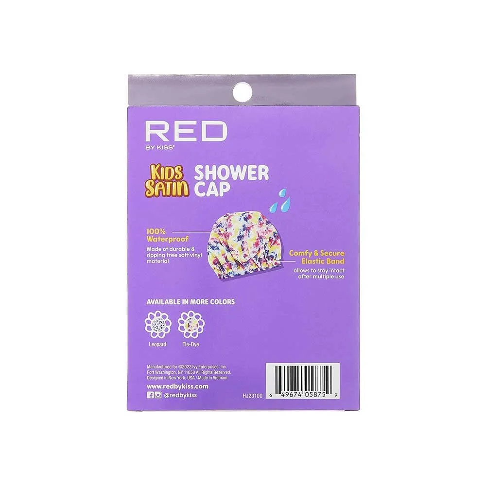 Red by Kiss Kids Soft Vinyl Shower Cap – Leak-Proof & Stylish Bath Time Protection | HJ22–HJ23