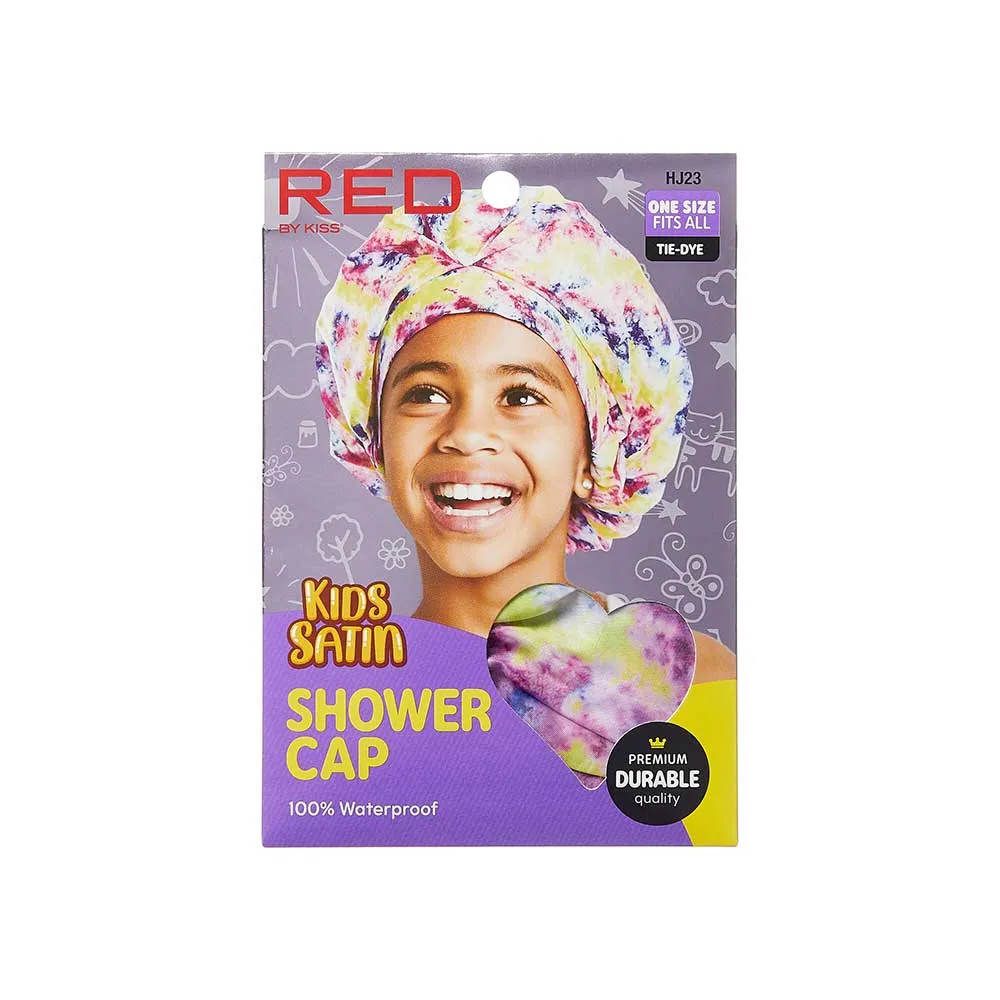 Red by Kiss Kids Soft Vinyl Shower Cap – Leak-Proof & Stylish Bath Time Protection | HJ22–HJ23