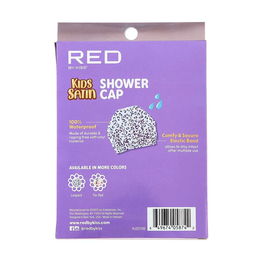 Red by Kiss Kids Soft Vinyl Shower Cap – Leak-Proof & Stylish Bath Time Protection | HJ22–HJ23