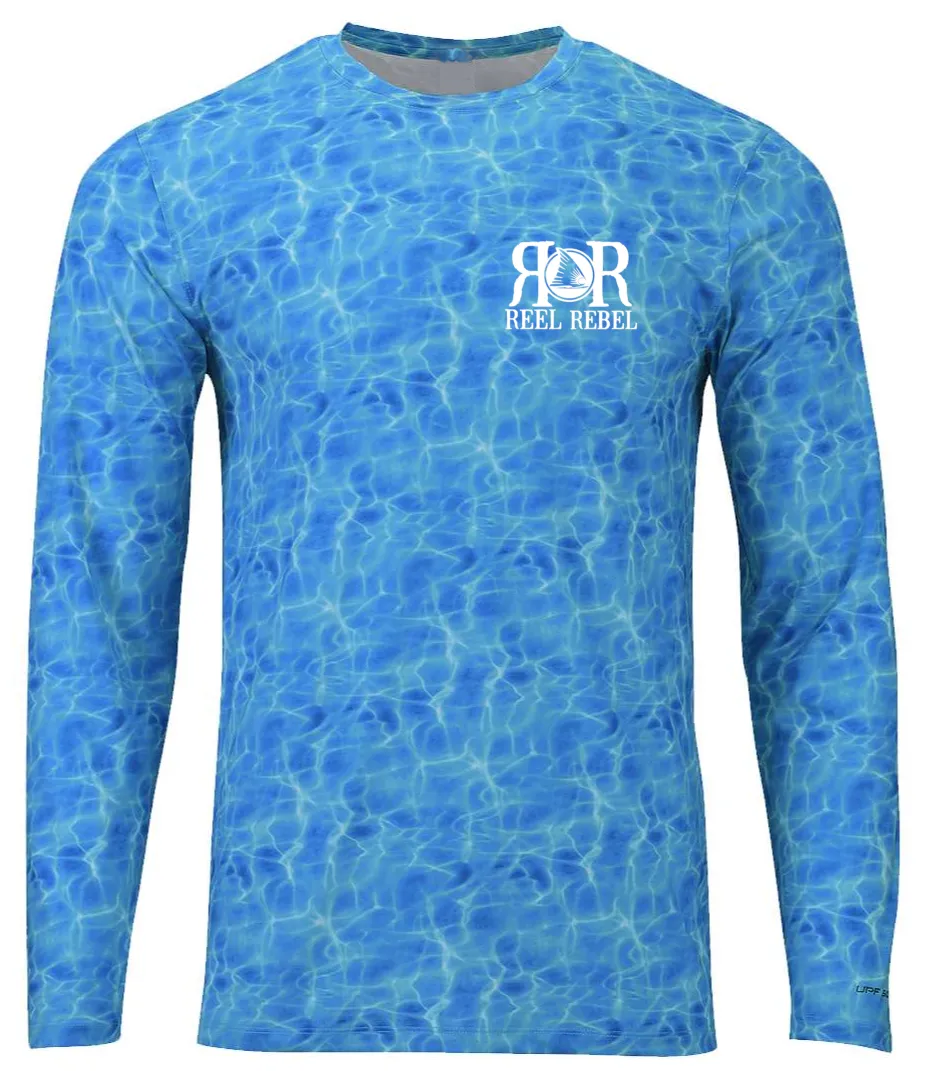 Reel Rebel 50  UPF Performance Shirt with Water Design
