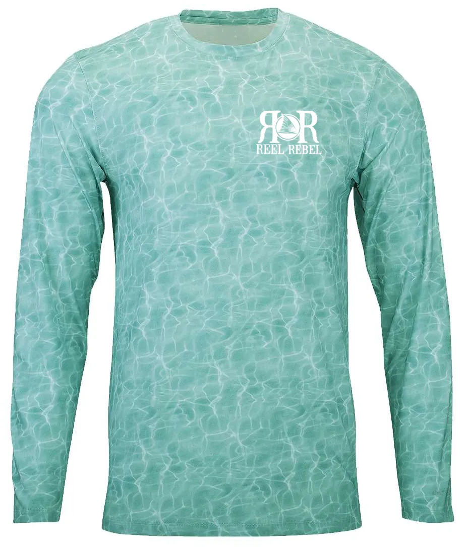 Reel Rebel 50  UPF Performance Shirt with Water Design