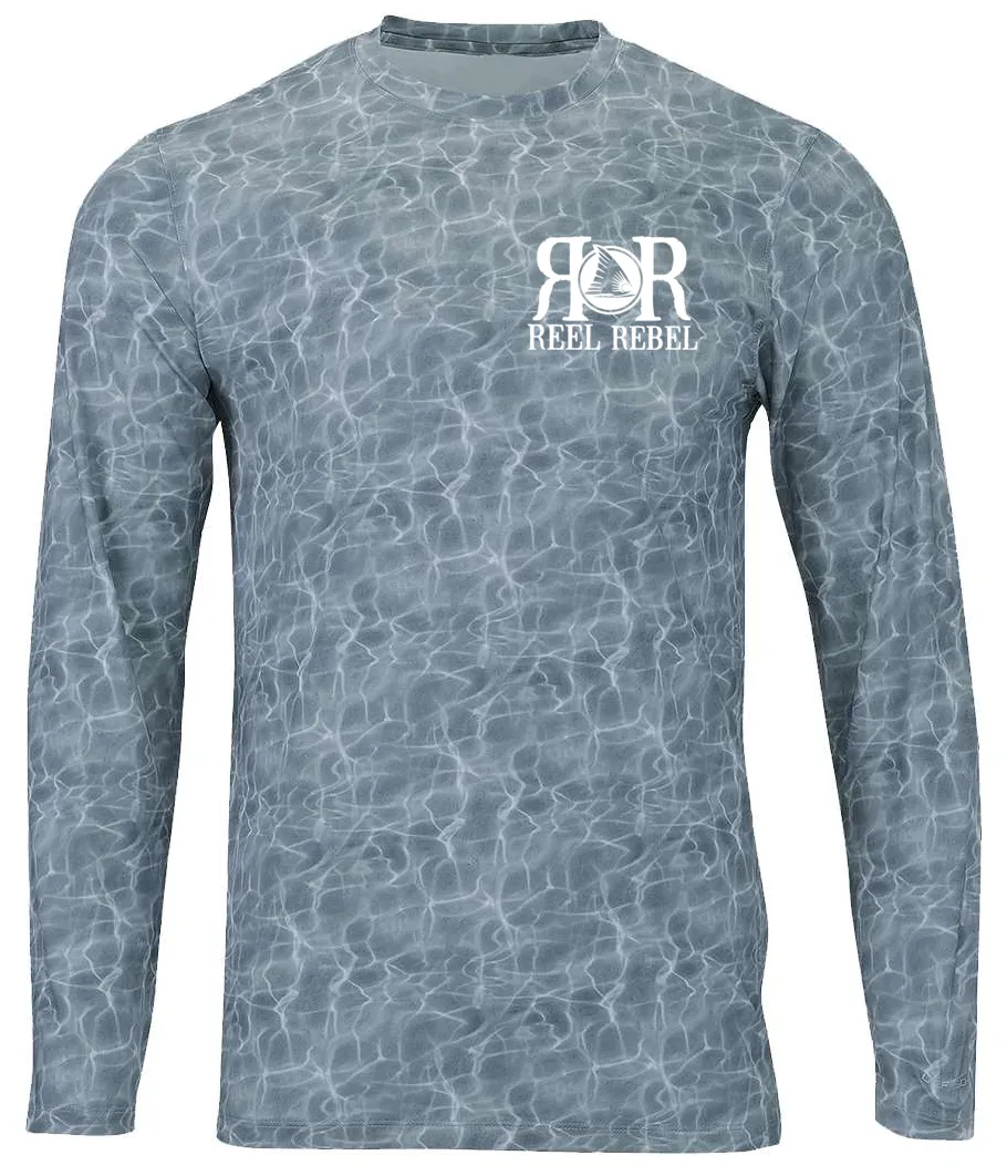 Reel Rebel 50  UPF Performance Shirt with Water Design