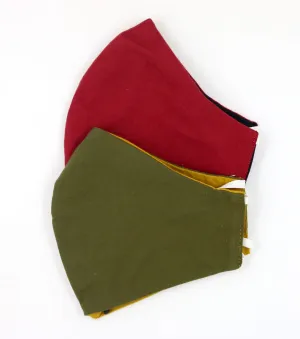 Reversible Colourful 3-layer Cloth Face Masks - Elastic (set of 2) - Adult