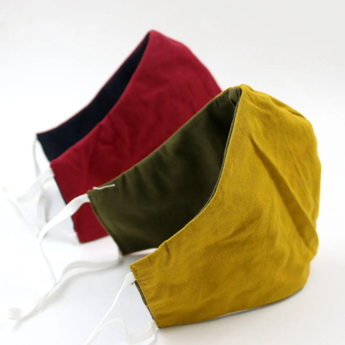 Reversible Colourful 3-layer Cloth Face Masks - Elastic (set of 2) - Adult