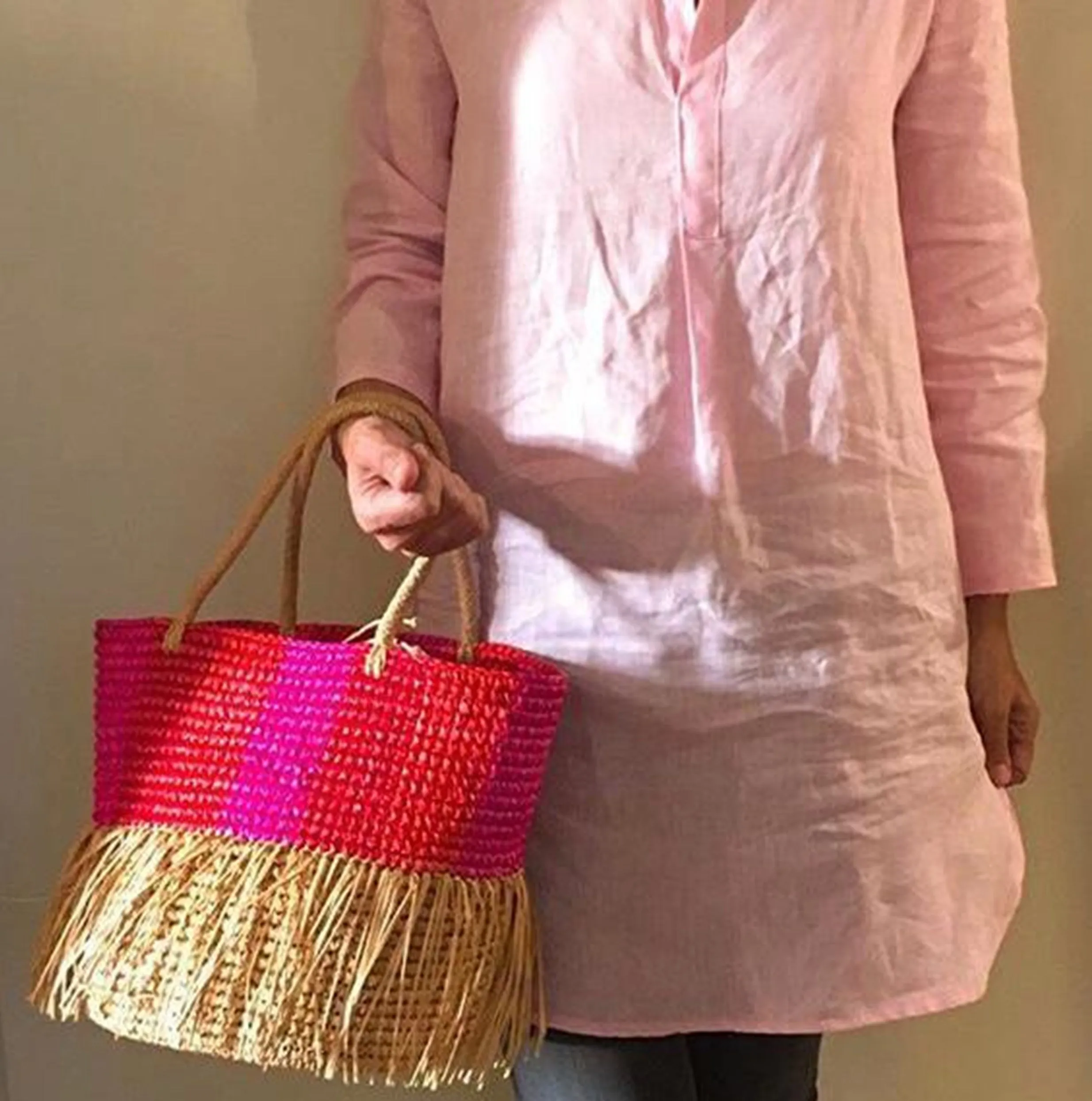 RONNEL Toquilla Frayed Straw Multicolor Bag