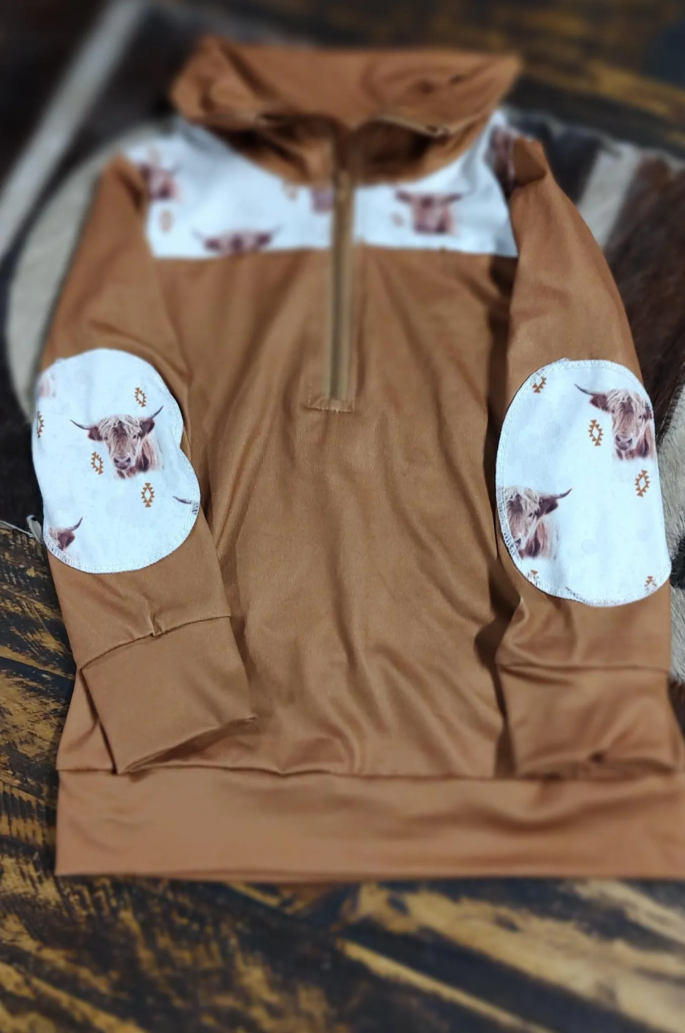 SHAGGY COW 3/4 ZIP PULL OVER