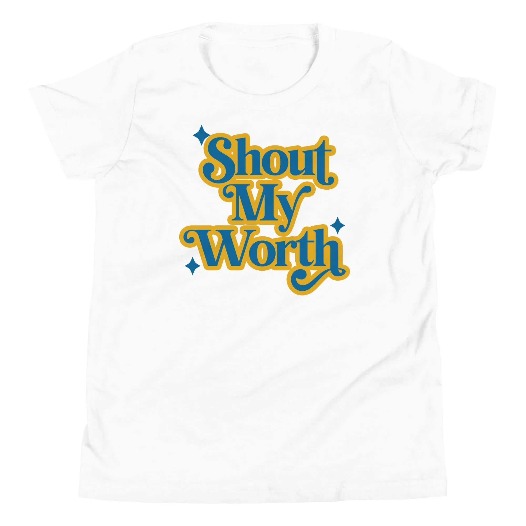 Shout my worth - blue & yellow Youth Short Sleeve Tee