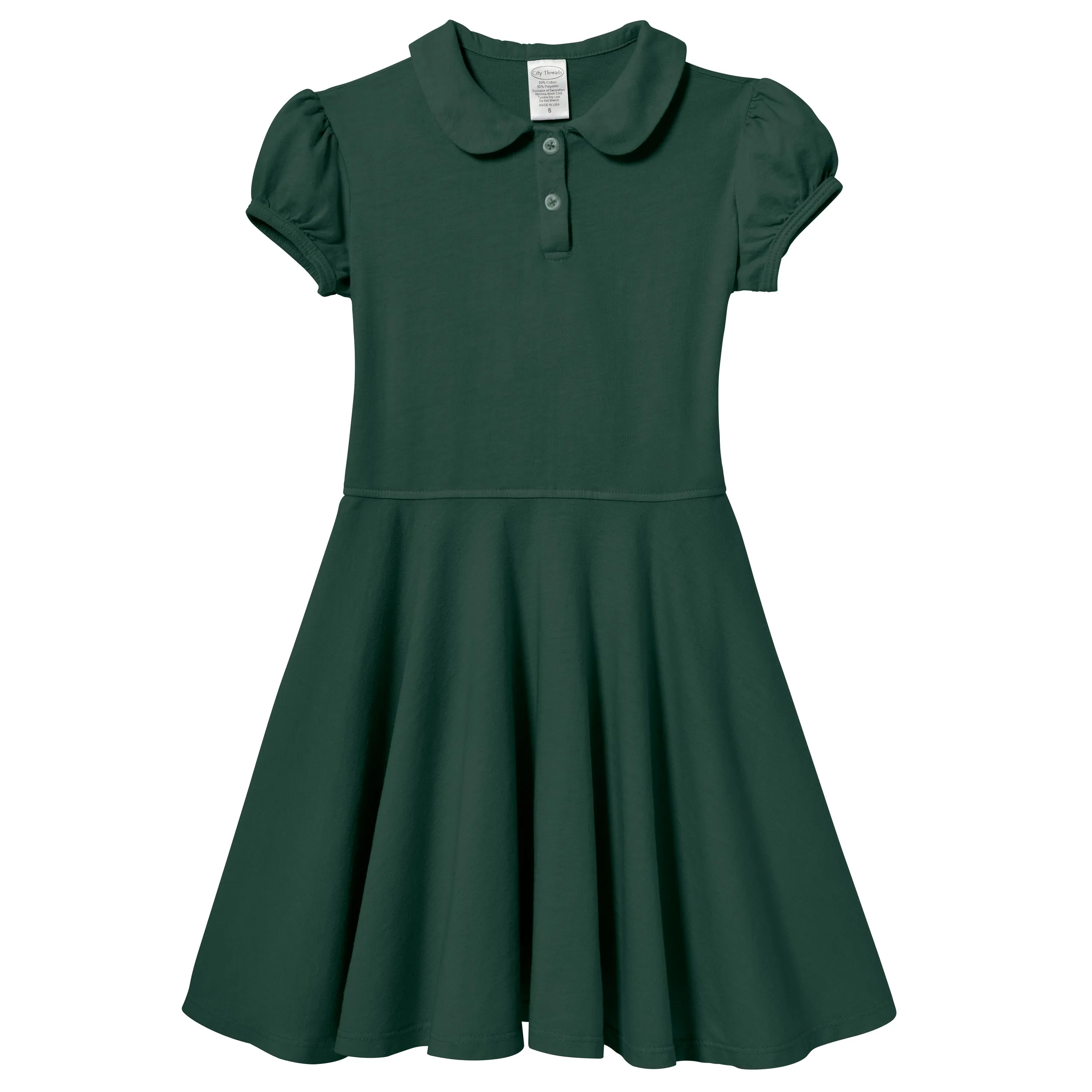 Soft Cotton Jersey S/S Peter Pan Polo Twirly Dress