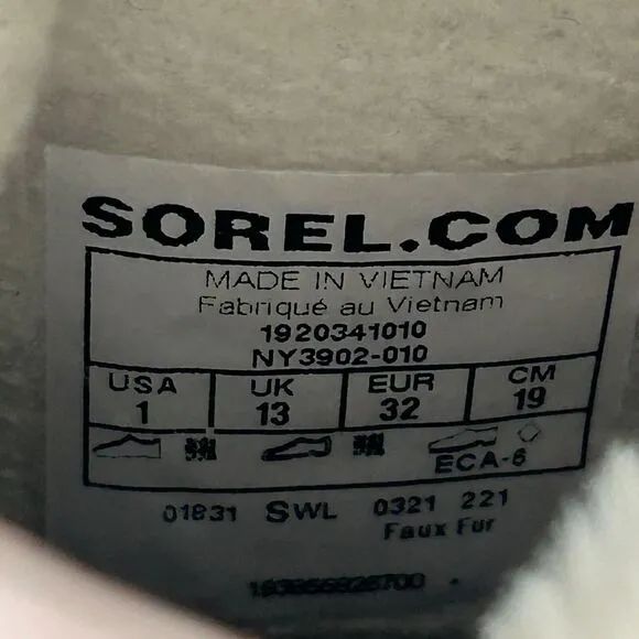 Sorel Youth Whitney II Short Lace Waterproof Boot Black NY3902-010 Kid US 1