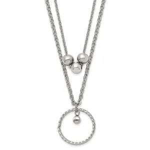 Stainless Steel Polished 2 Strand 16.5in w/1.75in ext Necklace