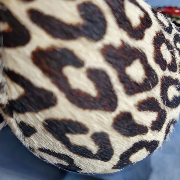 Steve Madden Women's Mindy Leopard Print Faux Fur Block Heel Stiletto Size 9.5M