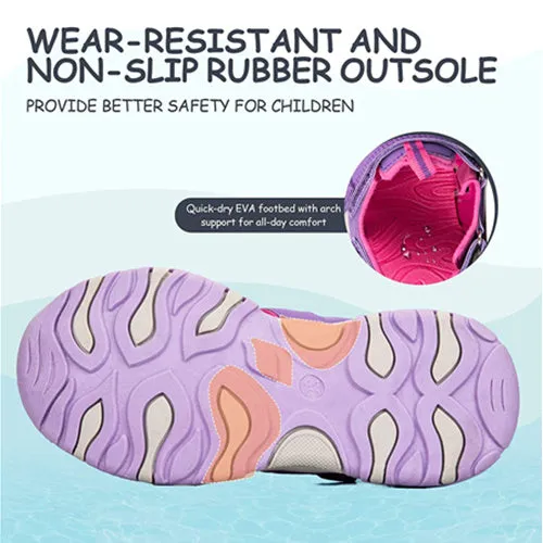 Toddler Sandals Outdoor Summer Water Shoes for Boys & Girls  Pink Purple -- K Komforme