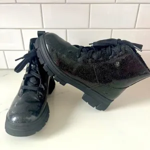 UGG Kids Big Girl 4 Ashton Glitter Sparkle Boots Lace Up Black
