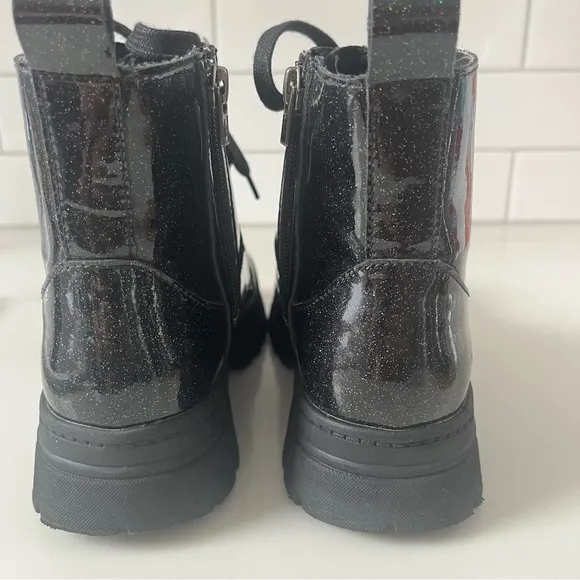 UGG Kids Big Girl 4 Ashton Glitter Sparkle Boots Lace Up Black