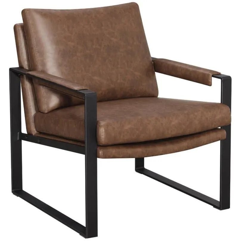 Upholstered Accent Chair With Removable Cushion Umber Brown And Gunmetal