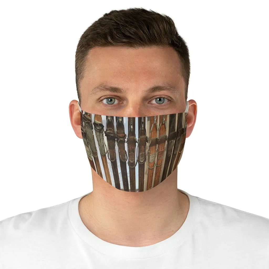 Vintage Wooden Skis - Fabric Ski Face Mask
